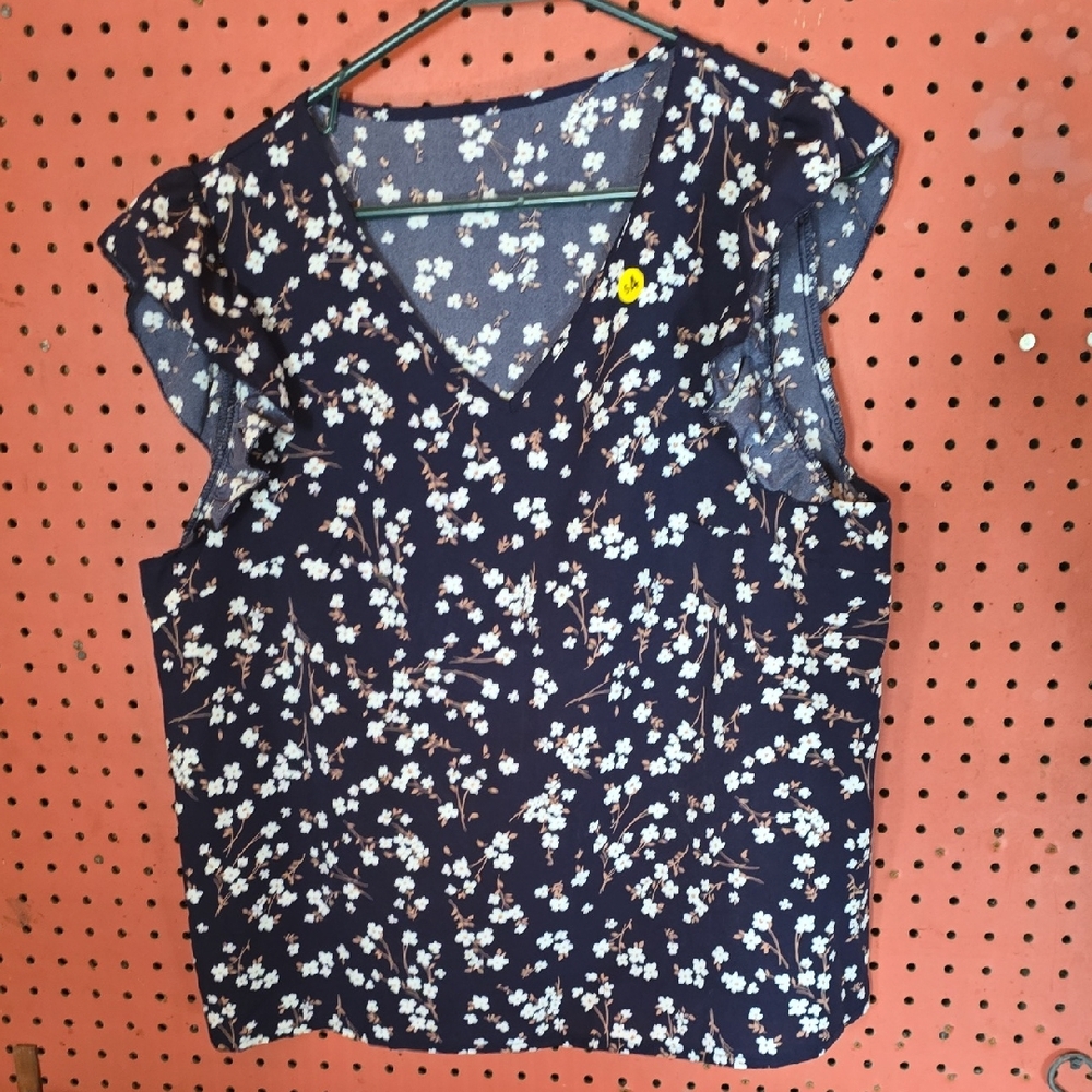 Floral Navy Blue Women's Top